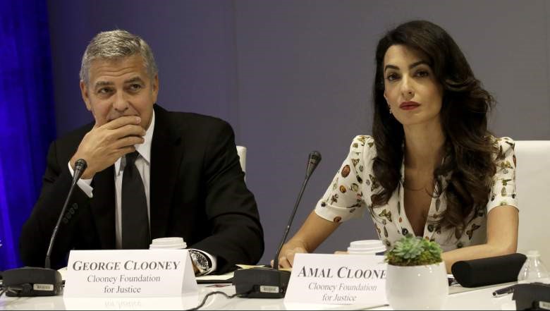 AMAL & GEORGE CLOONEY AT A NEWS COPNFERENCE#4