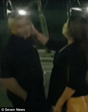 AUSTRALIAN RACIST WOMAN SLAPS SECURITY GUARD #4png