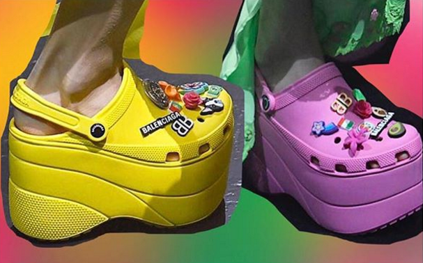 BALENCIAGA CROCS IN YELLOW AND PURPLE