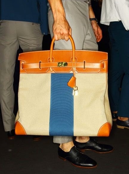HERMES, LARGE HERMES TEXTILE CANVAS BAG