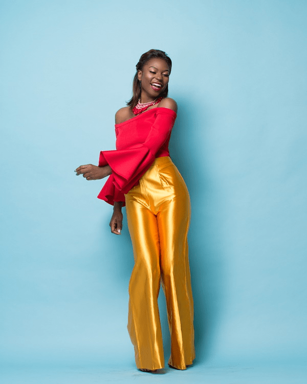NIGERIAN FEMALE ARTIST ENIOLA NIYOLA AKINBO IN GOLD PANTS.jpg