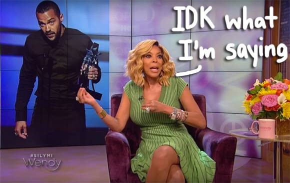 WENDY WILLIAMS WITH A SIGN THAT SAYS I DON`T KNOW WHAT I`M SAYING